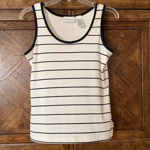 NWOT: Liz Claiborne pull over scoop-neck black & cream. Excellent condition